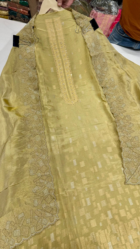 Regal Handloom Kanjivaram Tissue Unstitched Suit Set