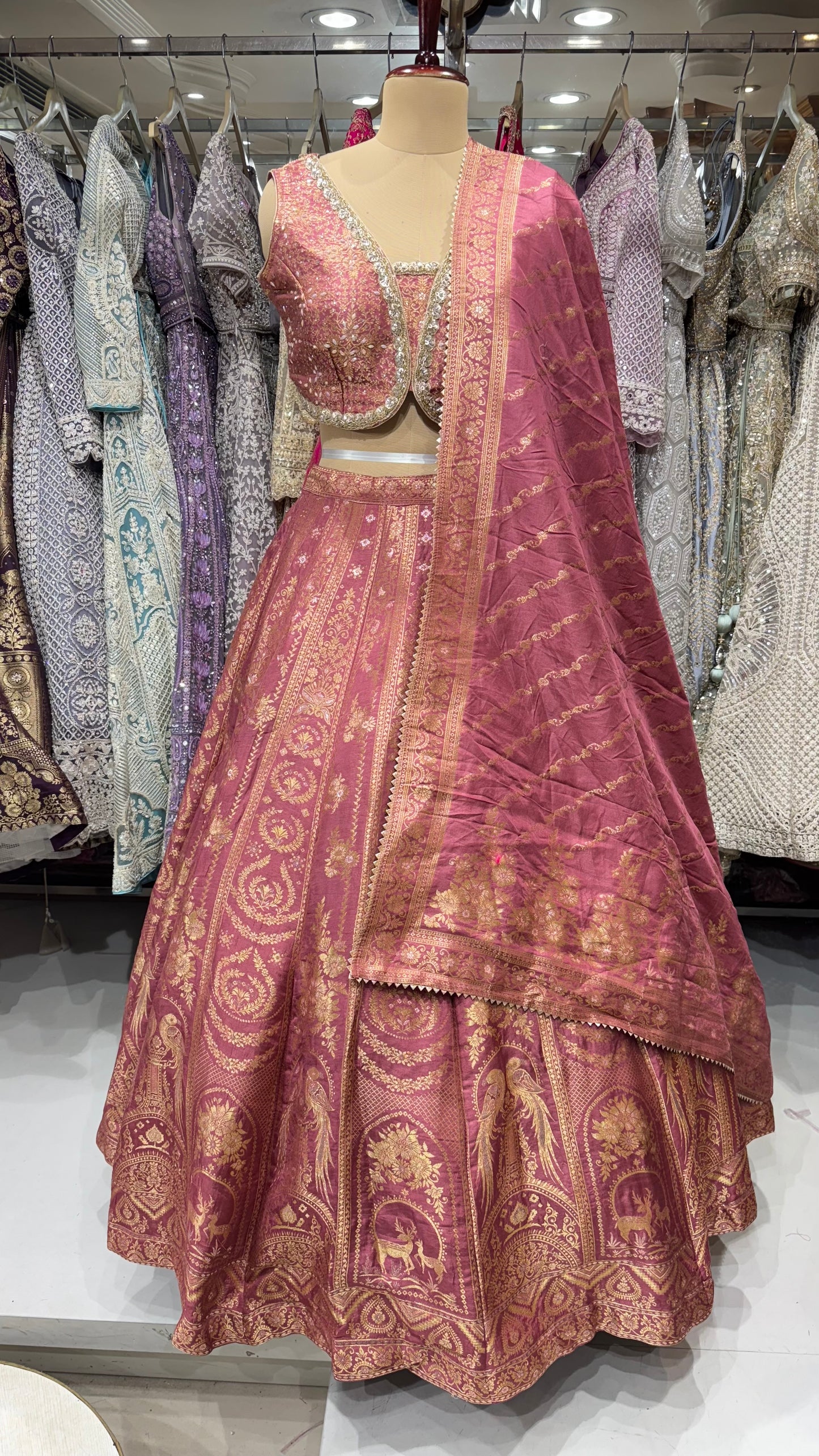 Banarasi Brocade Lehenga Set with Intricate Zari Detailing