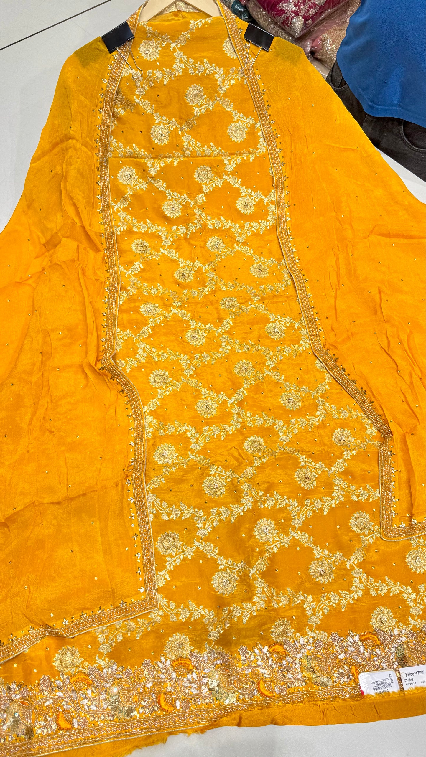Luxury Banarasi Silk Unstitched Suit with Hand Embroidered Borders