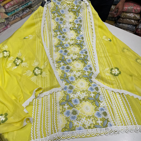 Glamorous Mint green Crochet work pakistani suit set