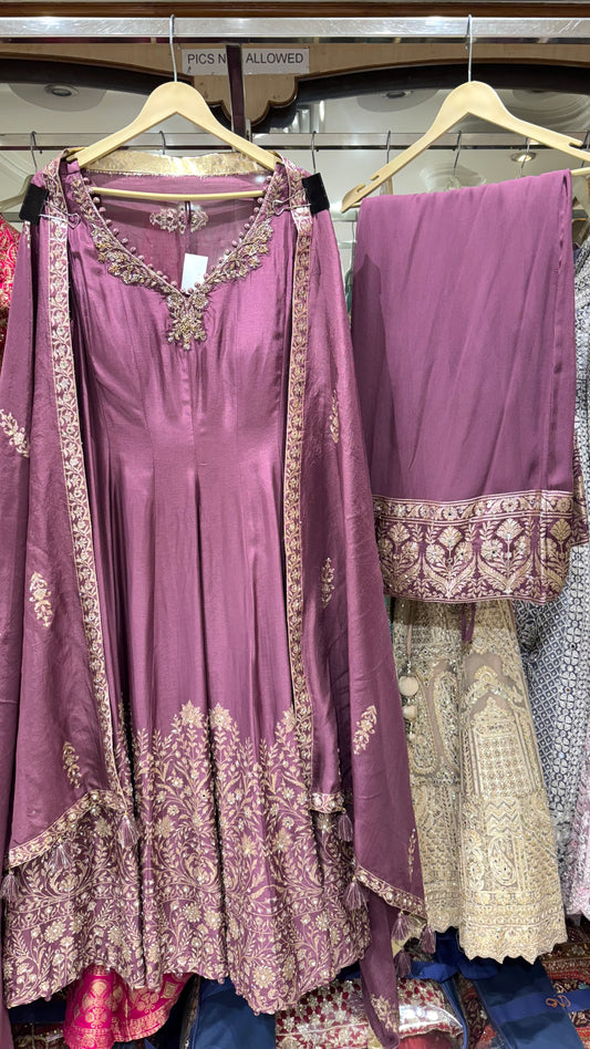 Handloom Banarsi Silk Anarkali With Sharara