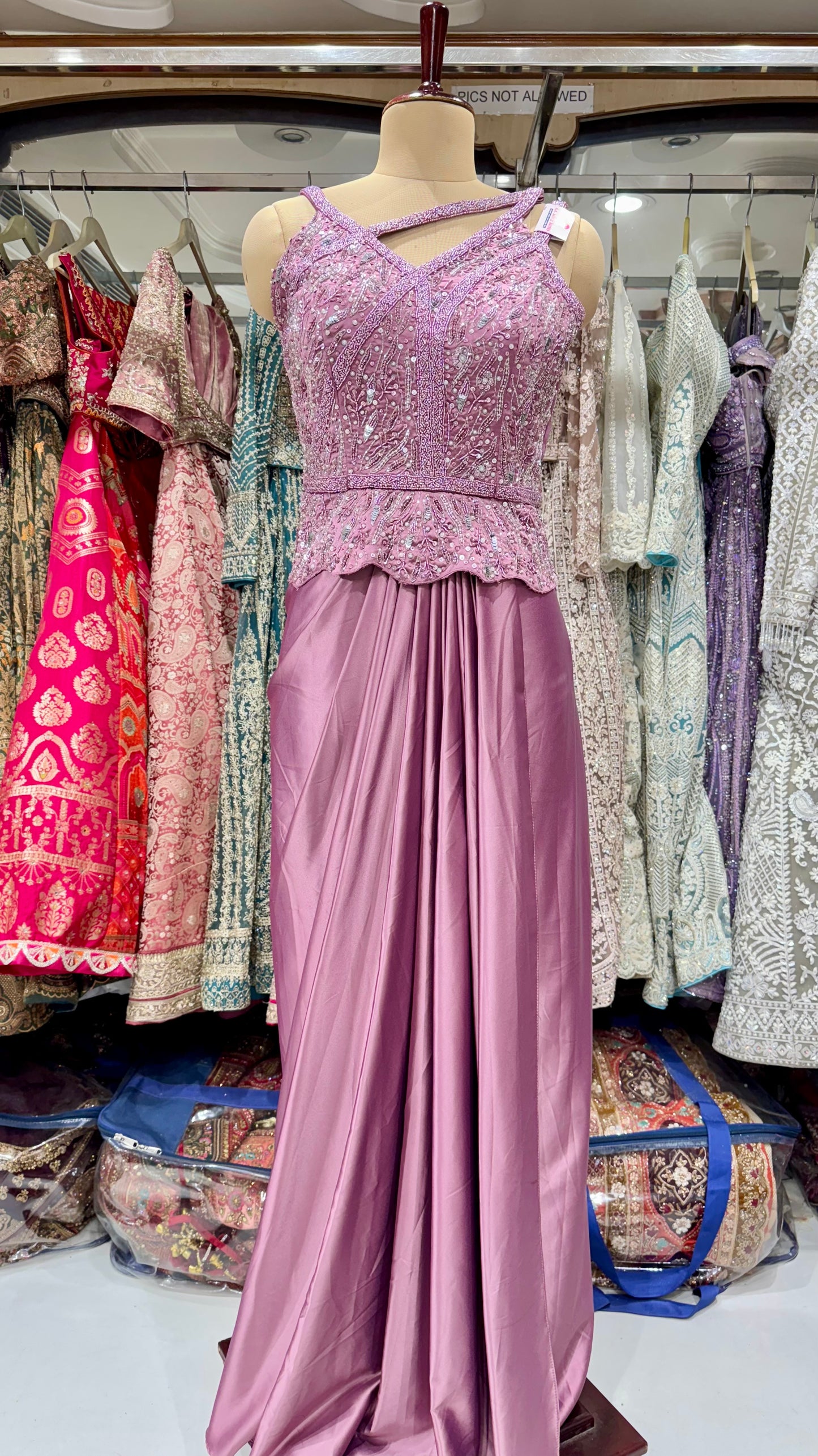 Hand Embroidered Indo-Western Peplum Dress – Readymade Free Size (Up to 40” Bust)