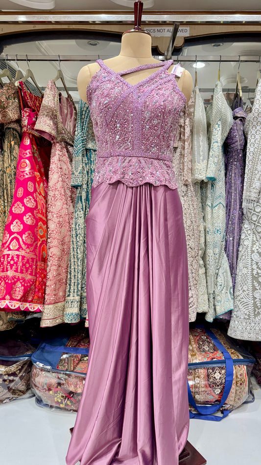 Hand Embroidered Indo-Western Peplum Dress – Readymade Free Size (Up to 40” Bust)