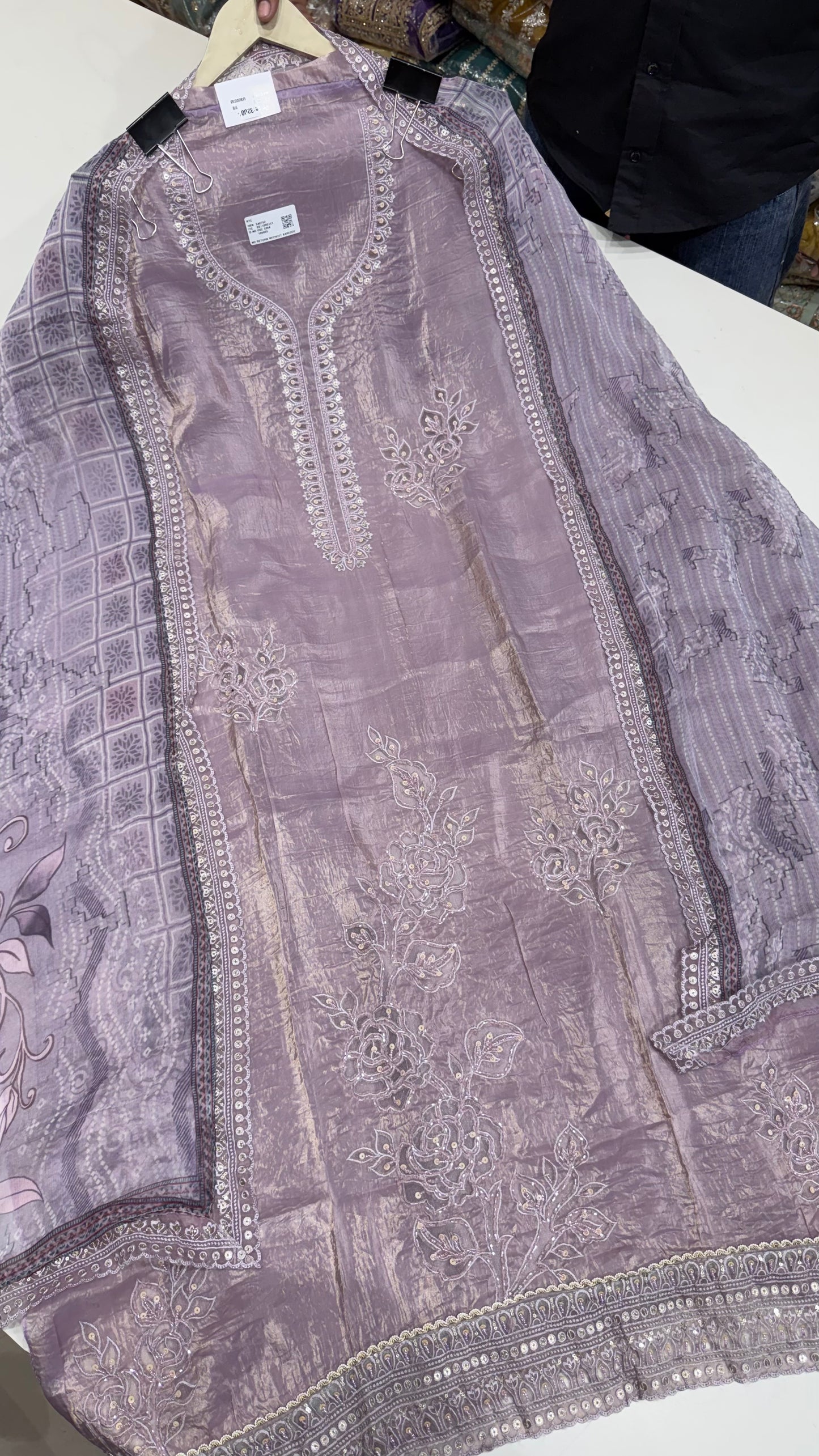 Luxurious Paper Silk & Chiffon Handwork Suit Set