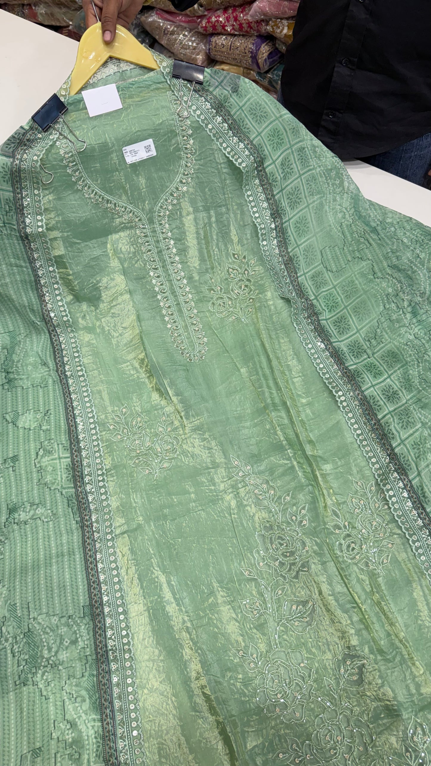 Luxurious Paper Silk & Chiffon Handwork Suit Set