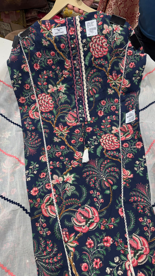 Elegant Pure Cotton Unstitched Suit with Digital Print and Lacework Dupatta