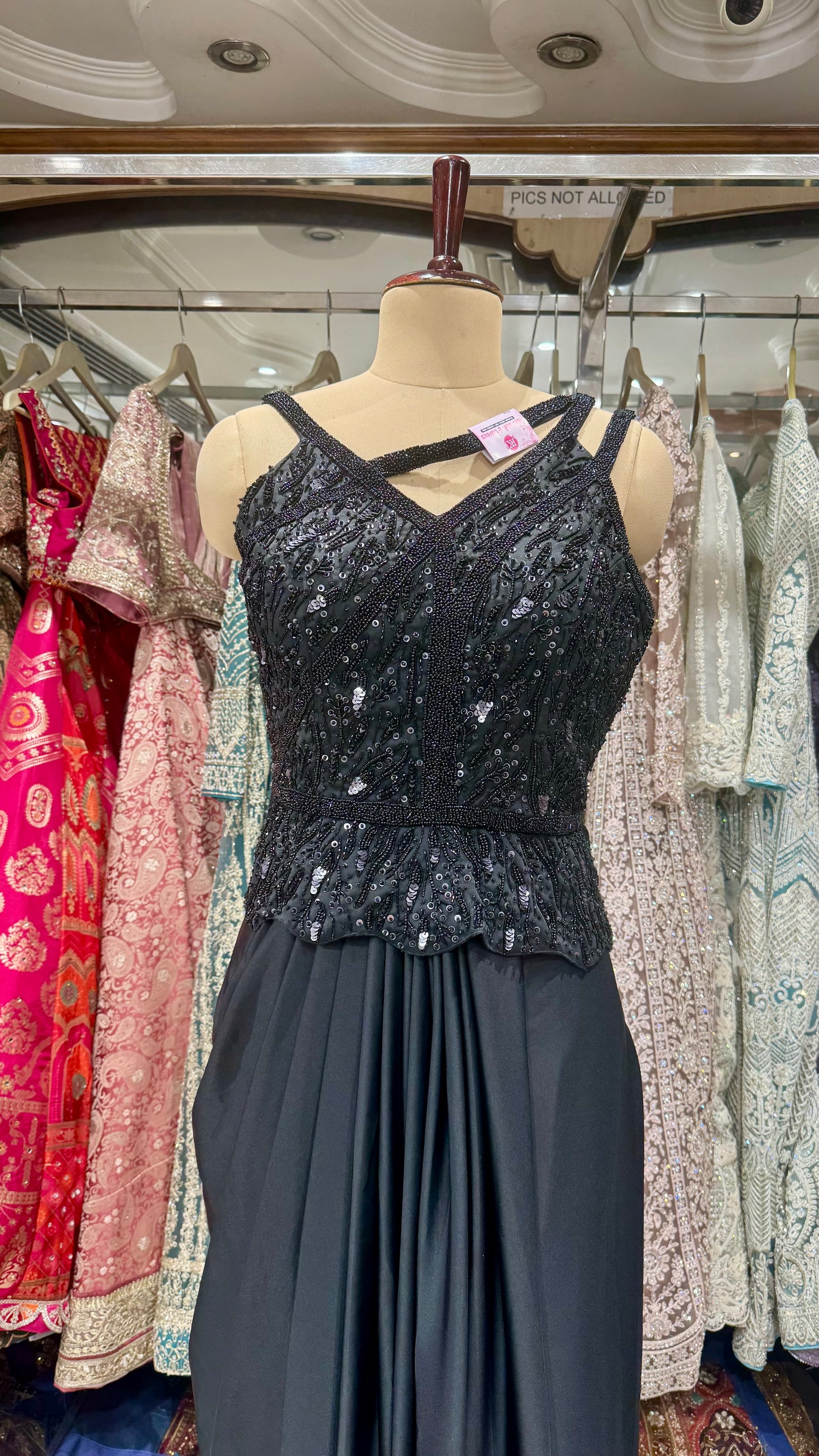 Hand Embroidered Indo-Western Peplum Dress – Readymade Free Size (Up to 40” Bust)