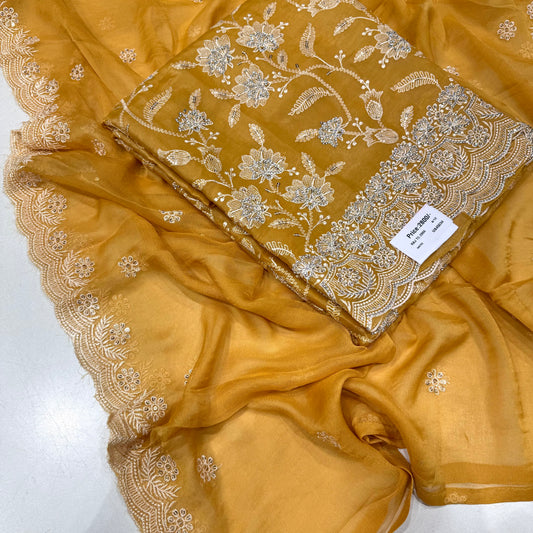 Elegant Paper Silk Thread & Zarkan work Suit set