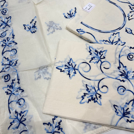 Cream Linen cotton Suit set with bottom Work