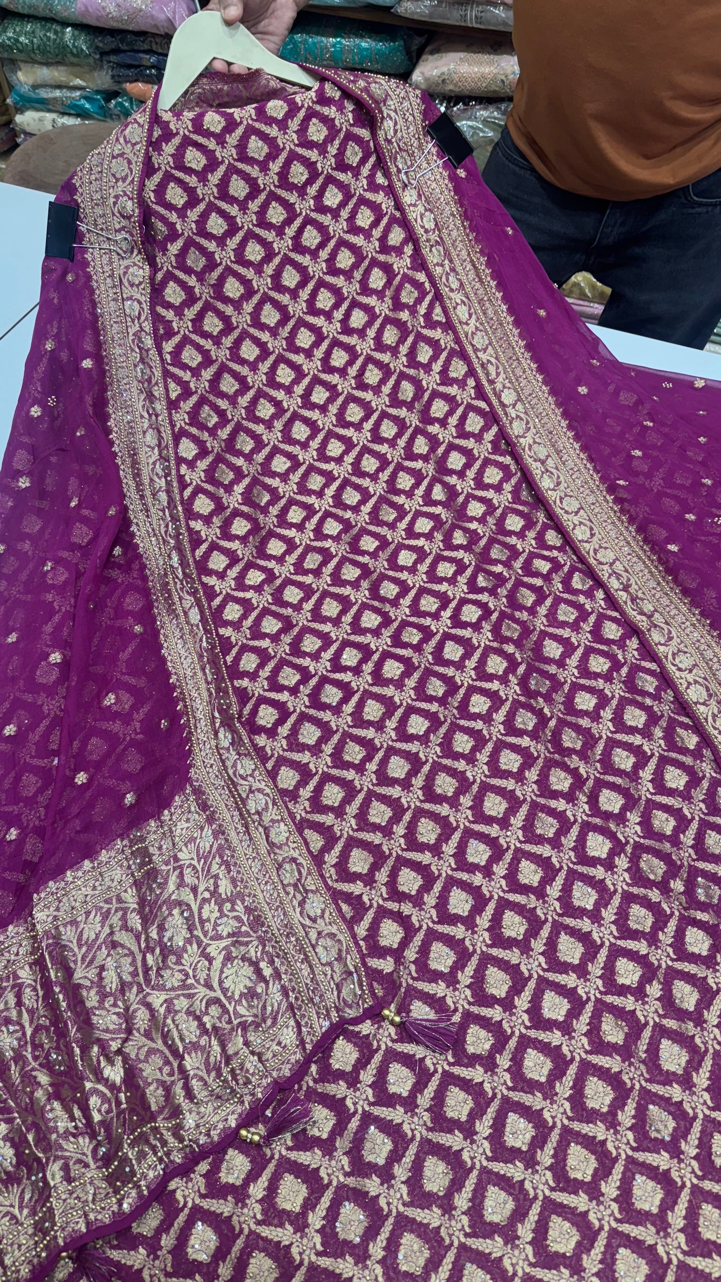 Handloom Woven Unstitched Suit in Pure Mysore Georgette