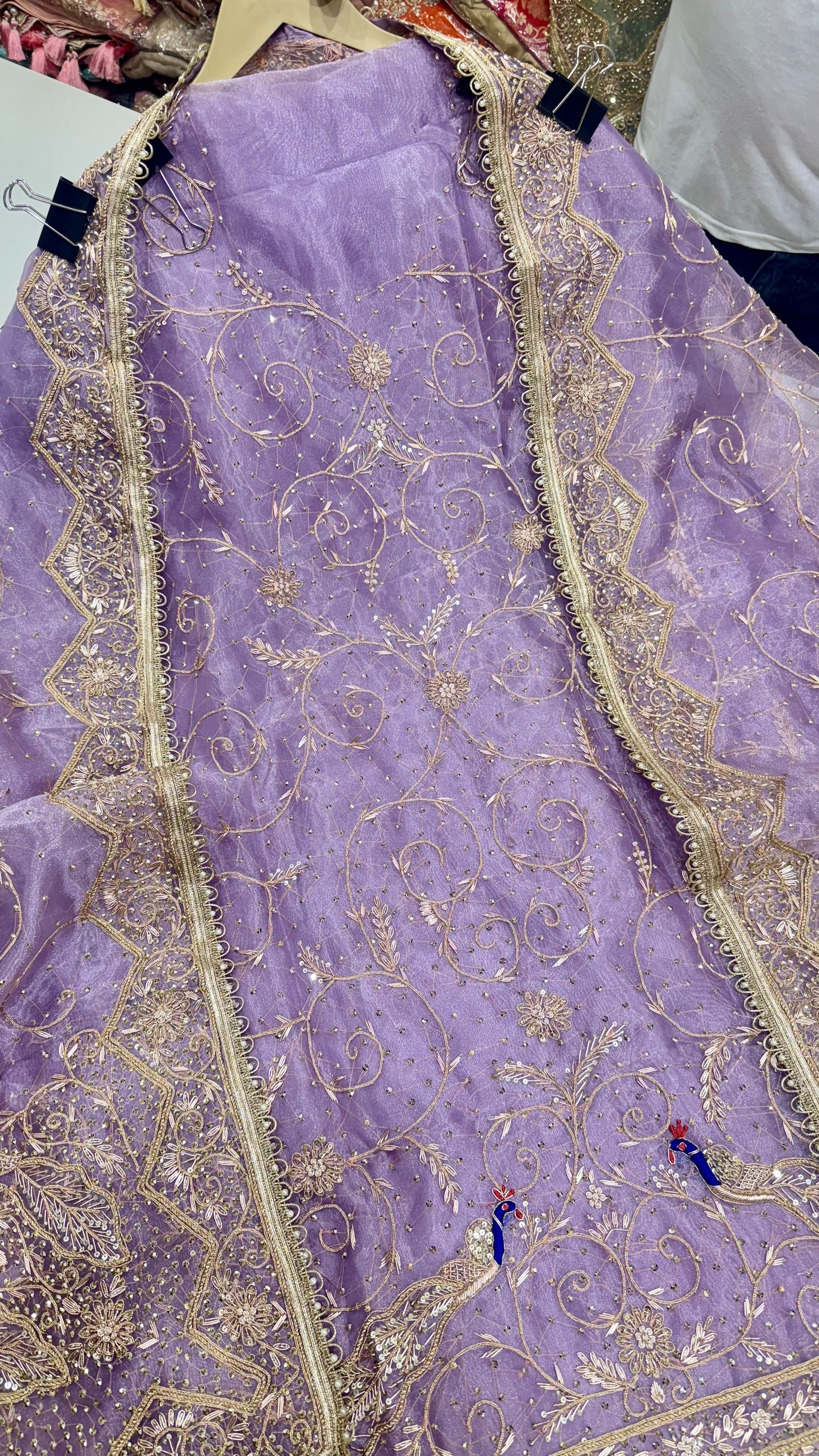 Royal Farukhabadi Hand-Embroidered Unstitched Glass Organza Suit