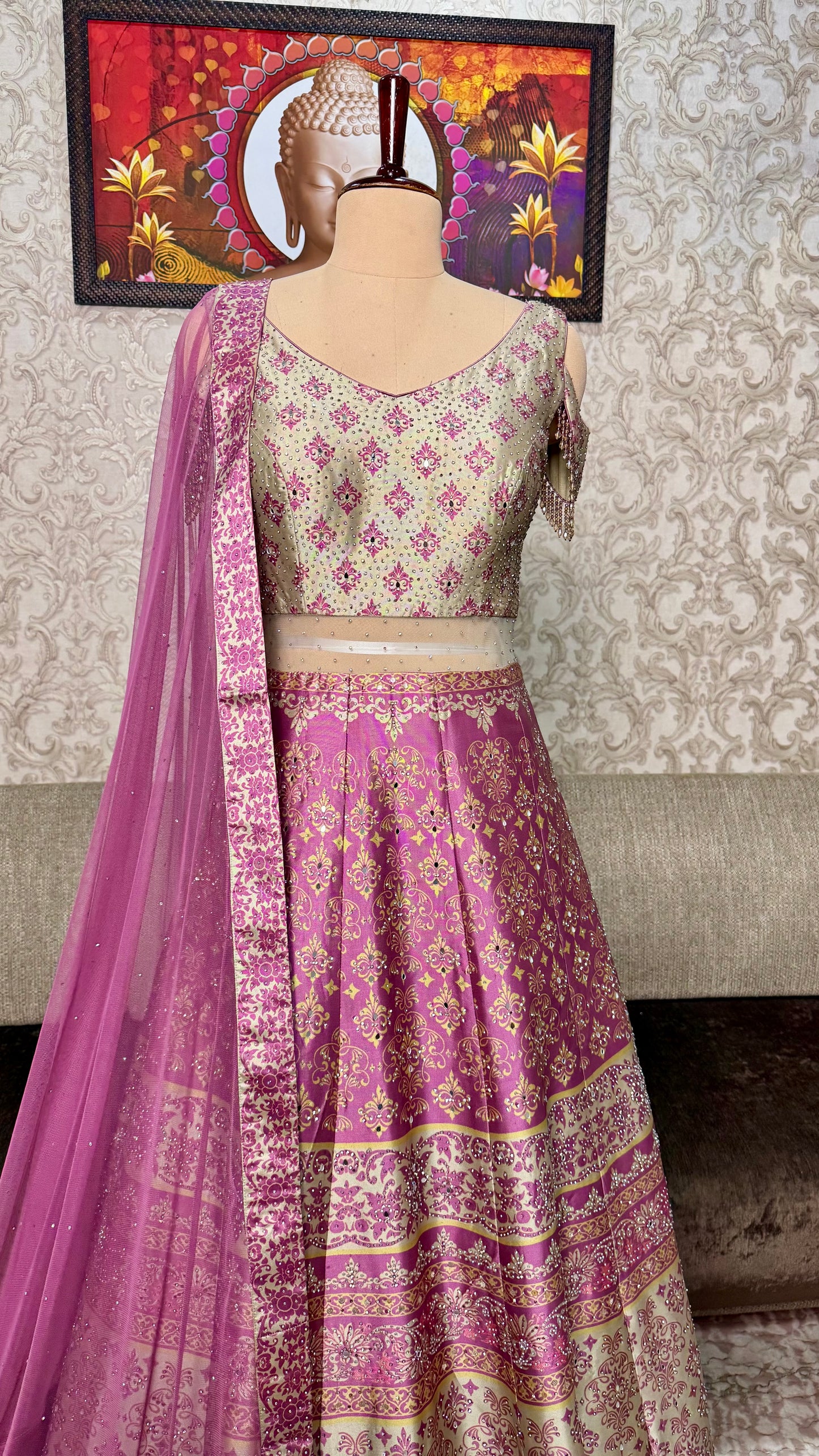 Elegant Readymade Pure Silk Printed Floor-Length Anarkali with Net Dupatta (Free Size up to 44 Bust)