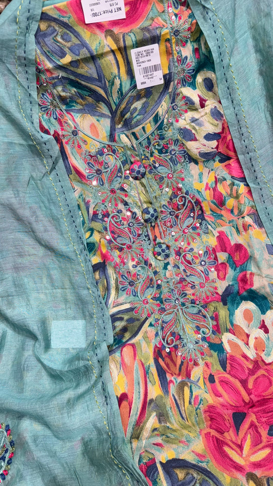 Elegant Modal Cotton Unstitched Suit with Kalamkari Embroidery