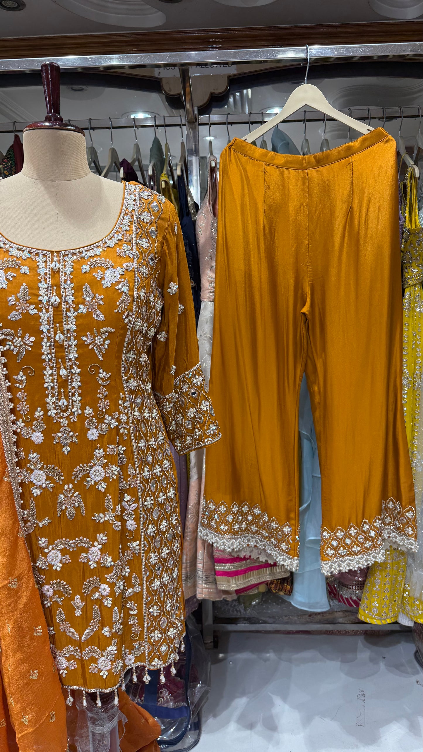 Readymade Pure Silk Zardozi Embroidered Pant Suit – Free Size (Up to 42” Bust)