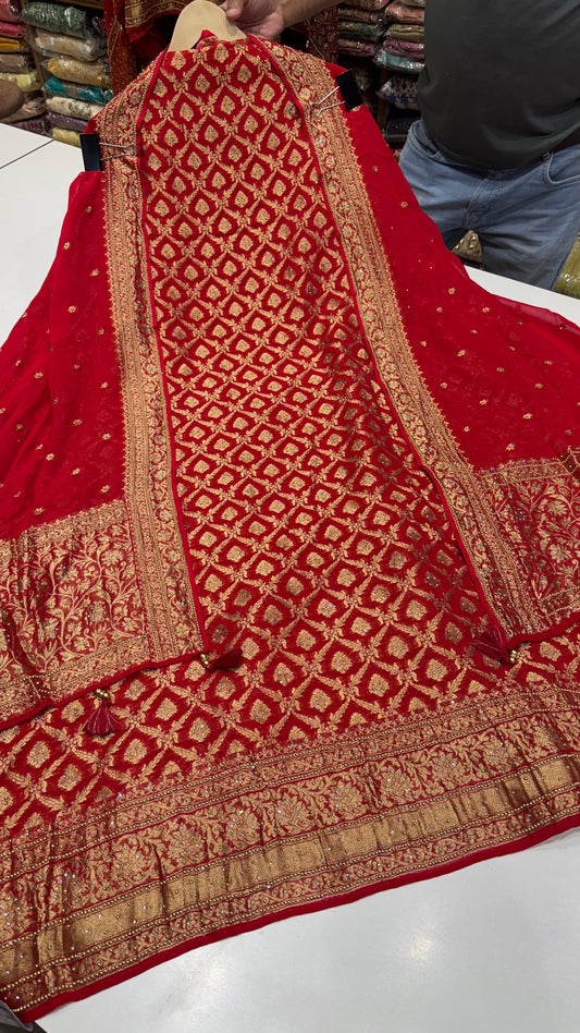 Handloom Woven Unstitched Suit in Pure Mysore Georgette