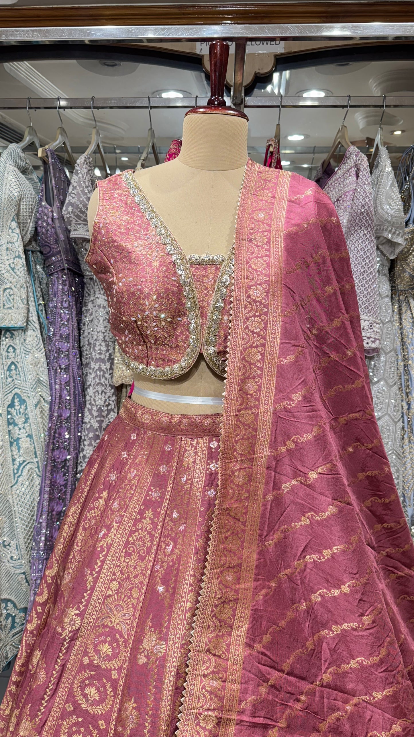 Banarasi Brocade Lehenga Set with Intricate Zari Detailing