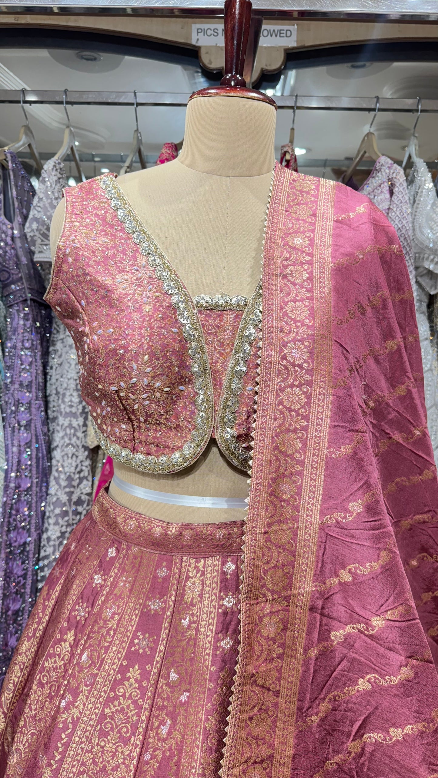 Banarasi Brocade Lehenga Set with Intricate Zari Detailing