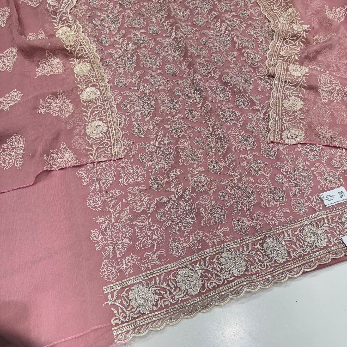 Crush Georgette Suit with Lakhnavi Thread Work & Zarkan Detailing