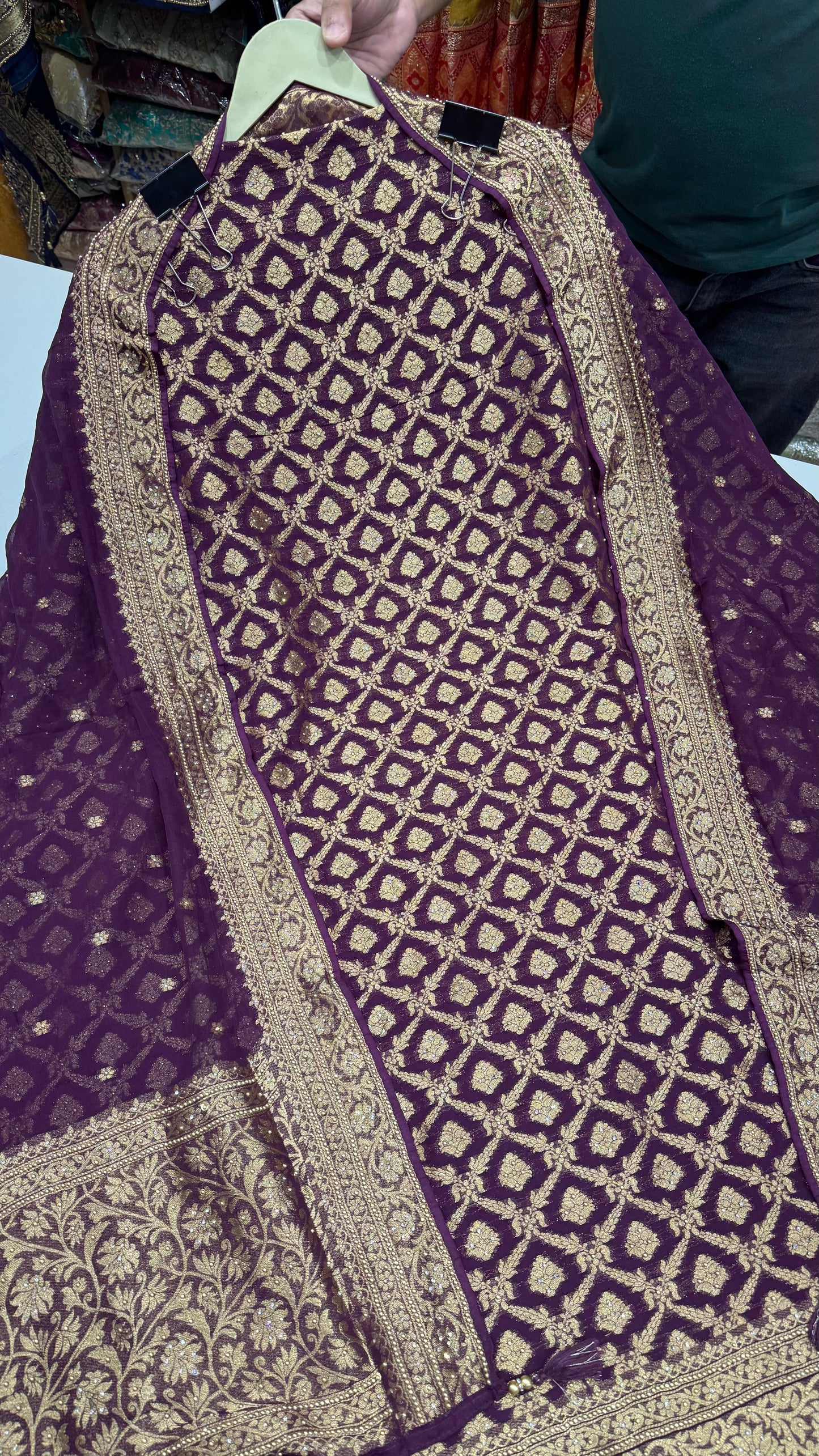 Handloom Woven Unstitched Suit in Pure Mysore Georgette