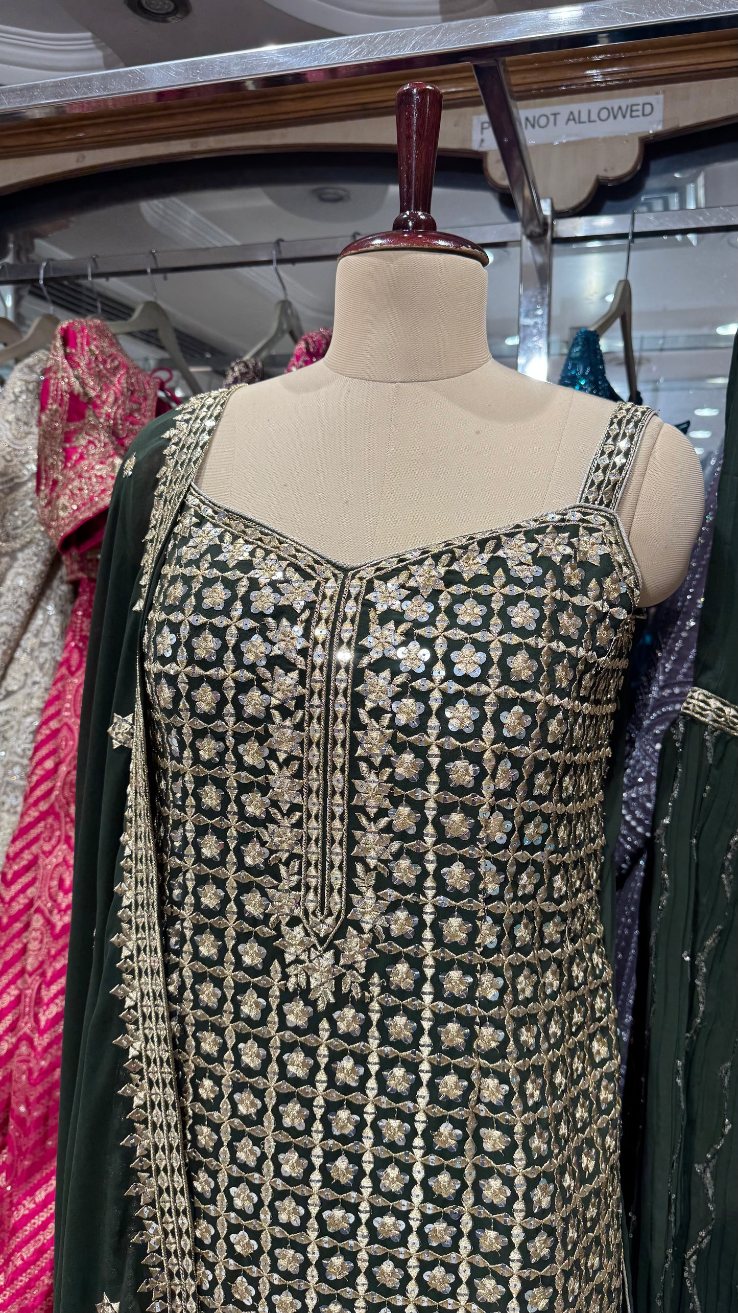 Trendy Green Georgette Sequin Work Gharara Suit with Matching Dupatta