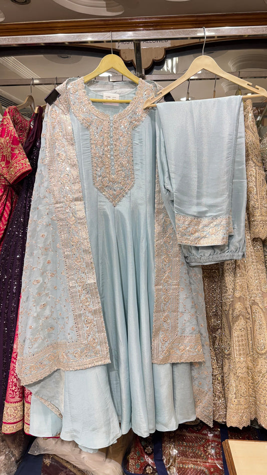 Tissue Silk handwork anarkali with pants