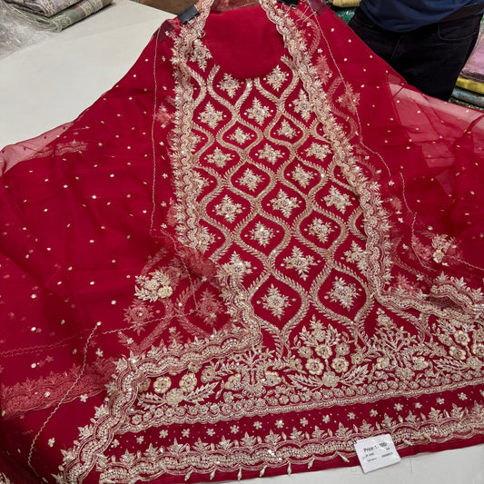 Pure Orgenza Front Zardozi handwork suit set