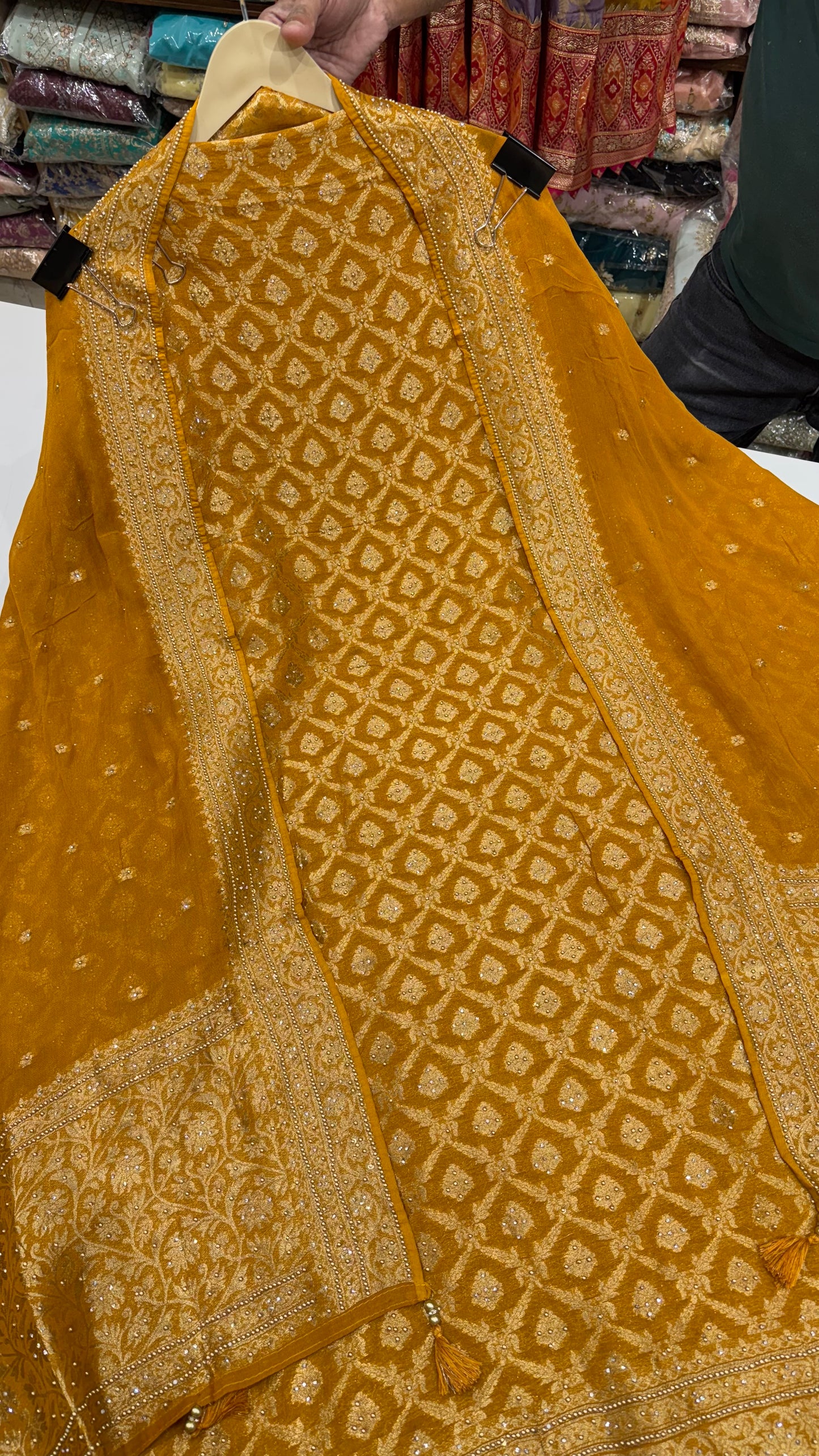 Handloom Woven Unstitched Suit in Pure Mysore Georgette