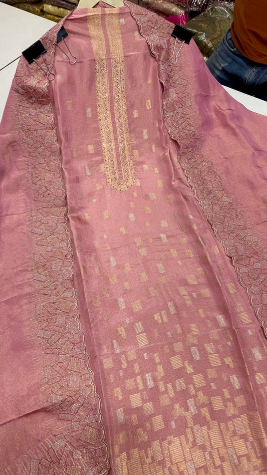 Regal Handloom Kanjivaram Tissue Unstitched Suit Set