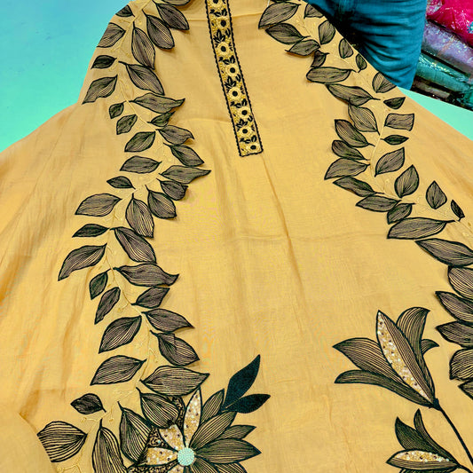 Elegant Pure Mulmul Cotton Suit with Thread & Handwork Detailing