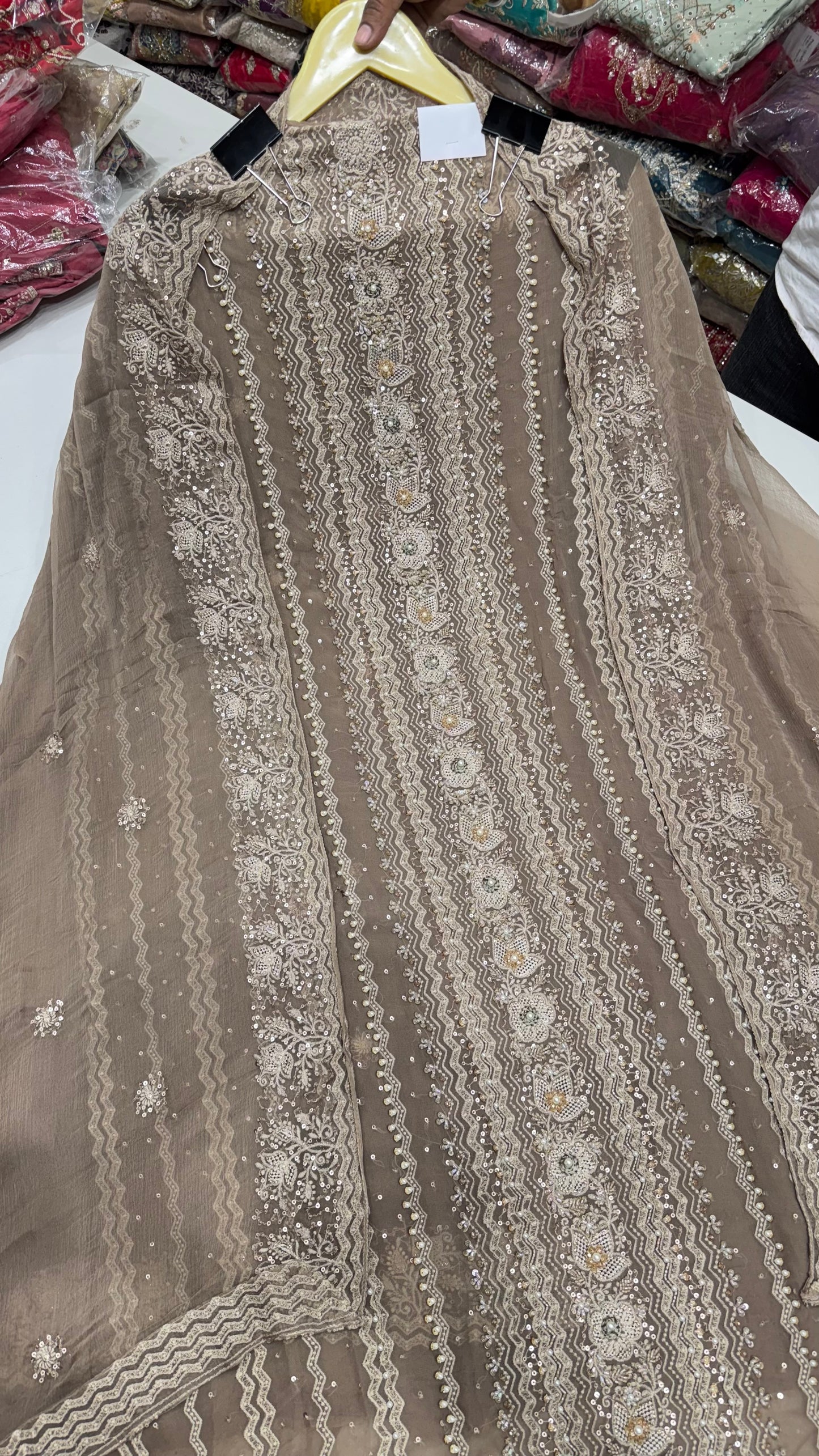 Designer Pure Georgette Hand-Embroidered Unstitched Suit