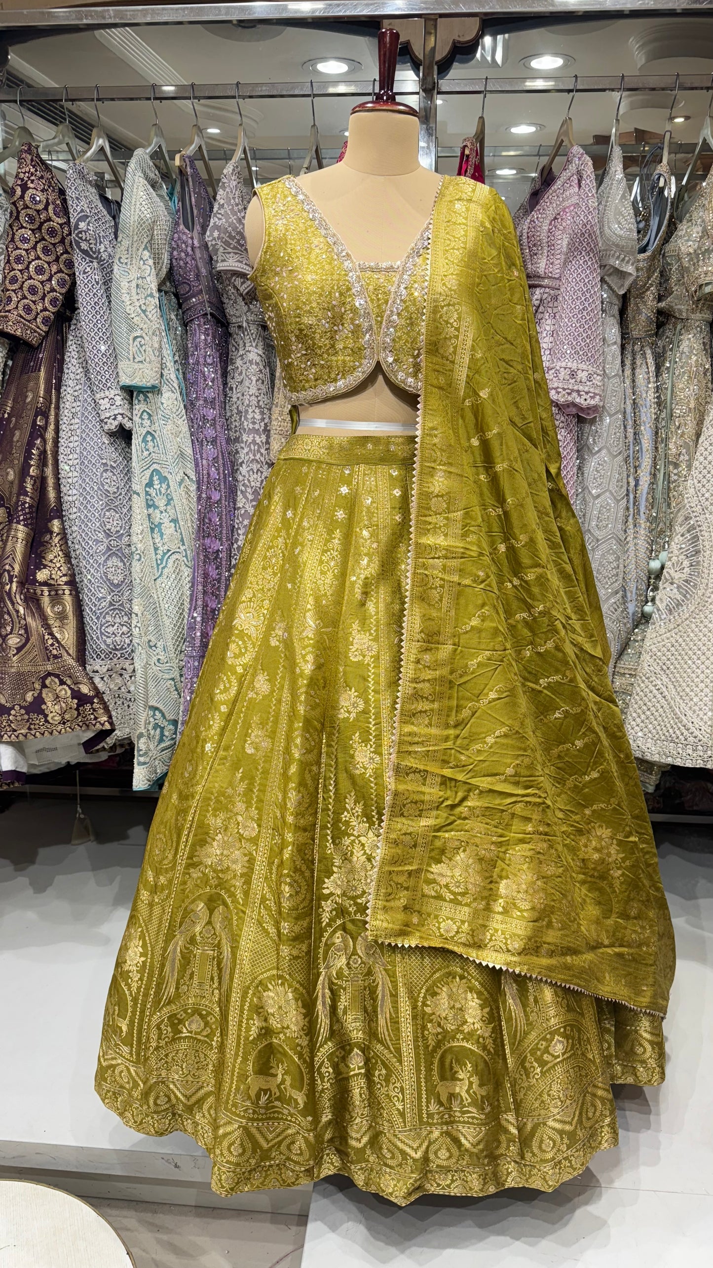 Banarasi Brocade Lehenga Set with Intricate Zari Detailing