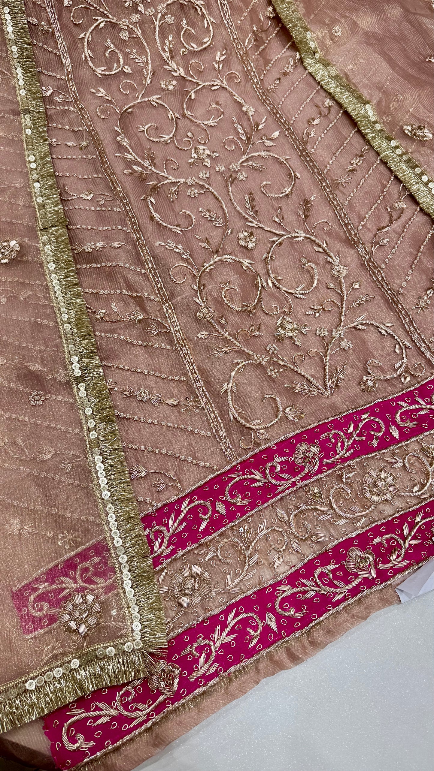 Elegant Hand Embroidered Pure Crush Organza Unstitched Suit