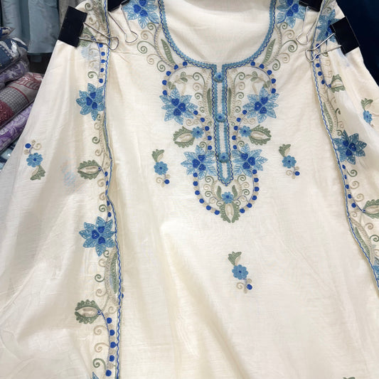 Mal Chanderi Cotton Kashmiri thread work suit set