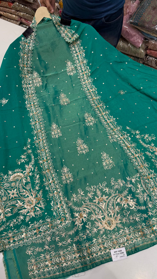 Shimmer handwork fourside border dupatta suit set