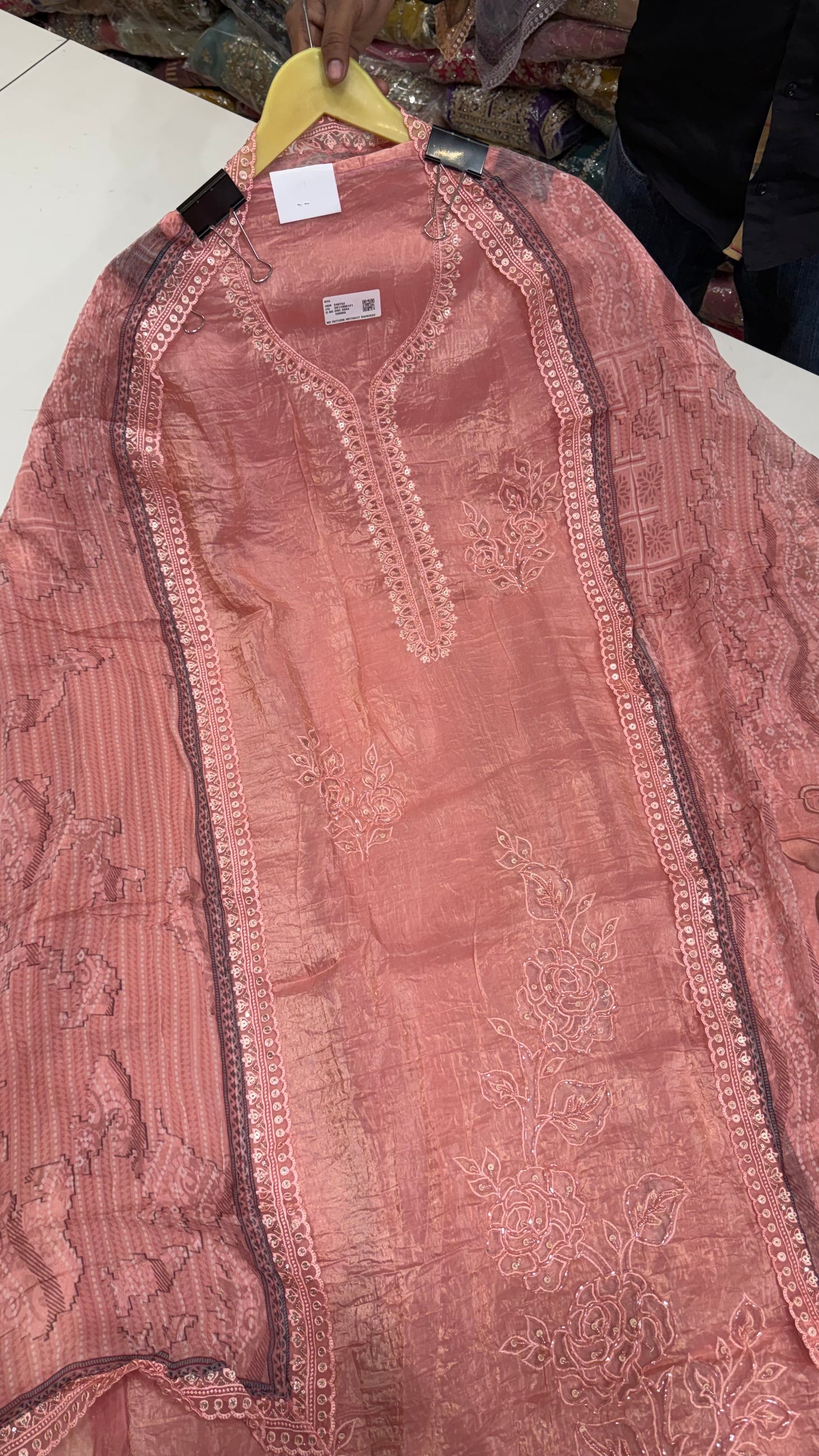 Luxurious Paper Silk & Chiffon Handwork Suit Set