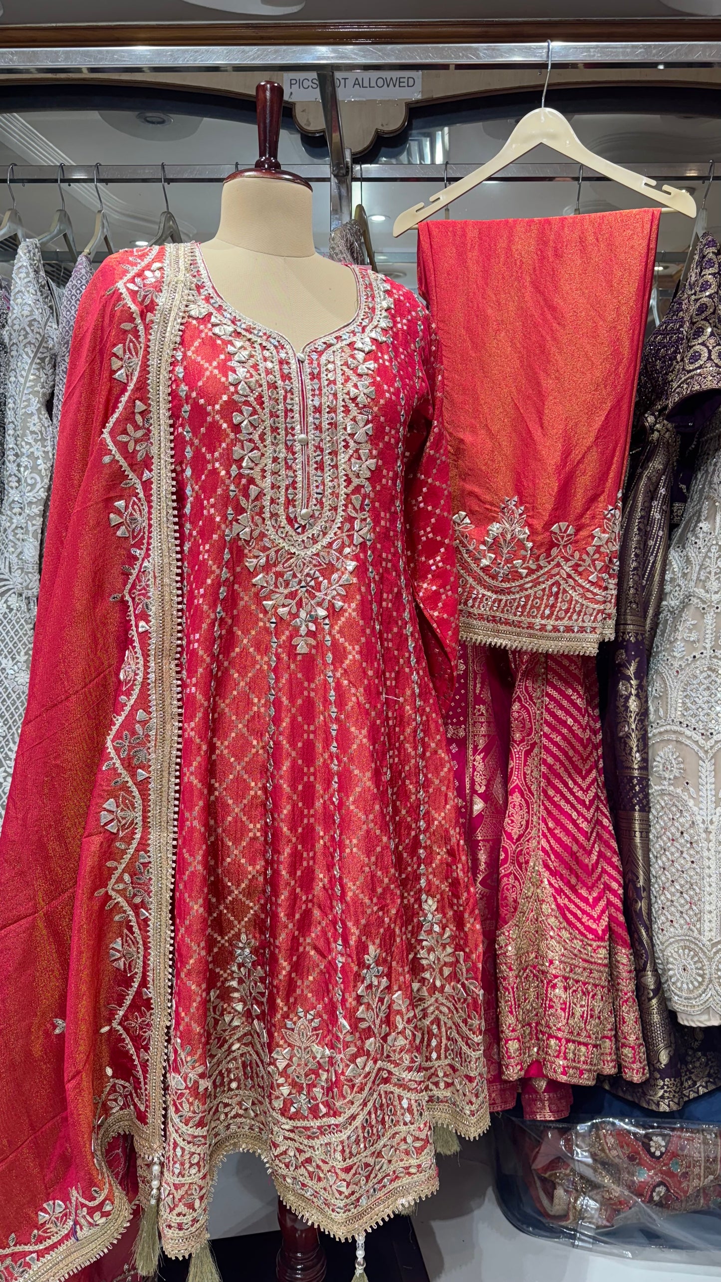 Banarsi tissue anarkali with pakistani salwar suit set