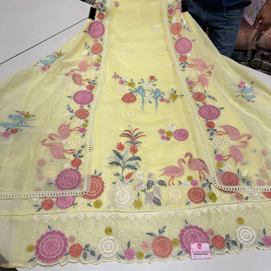 Trendy Kalamkari Embroidered Mulmul Cotton Suit with Embroidered Dupatta