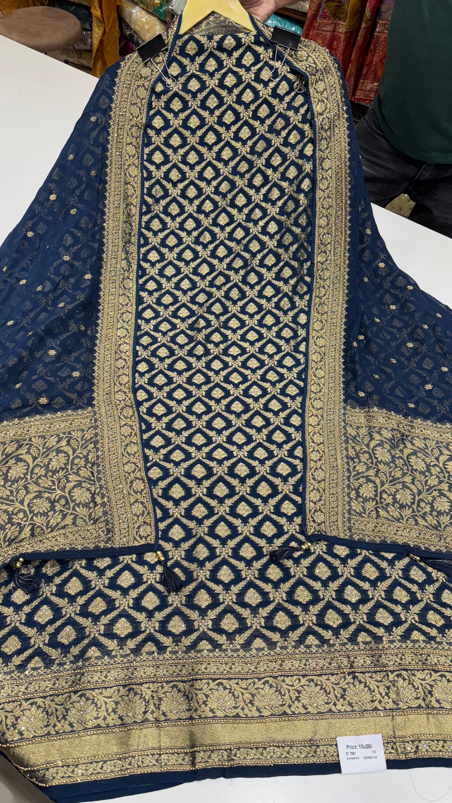 Handloom Woven Unstitched Suit in Pure Mysore Georgette
