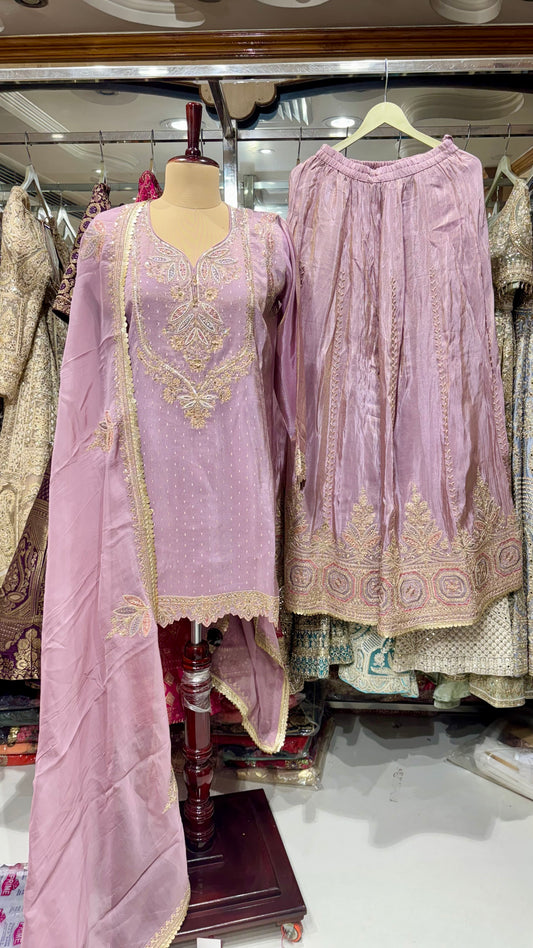 Elegant Embroidered Sharara Set with Dupatta