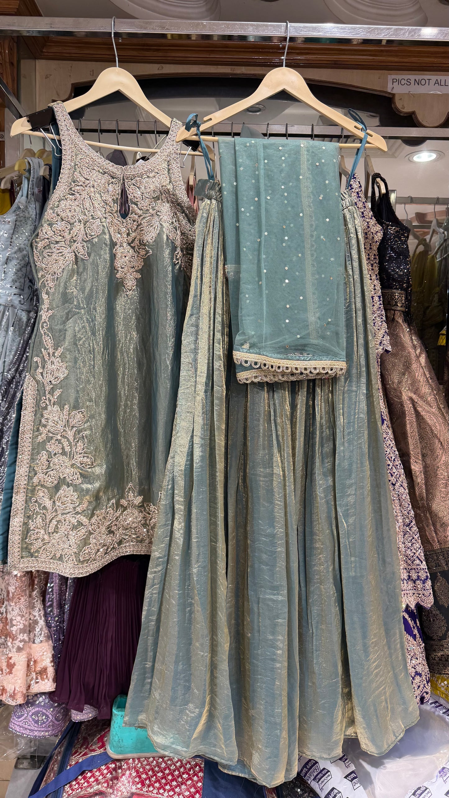 Readymade Glass orgenza designer zari work sharara suit