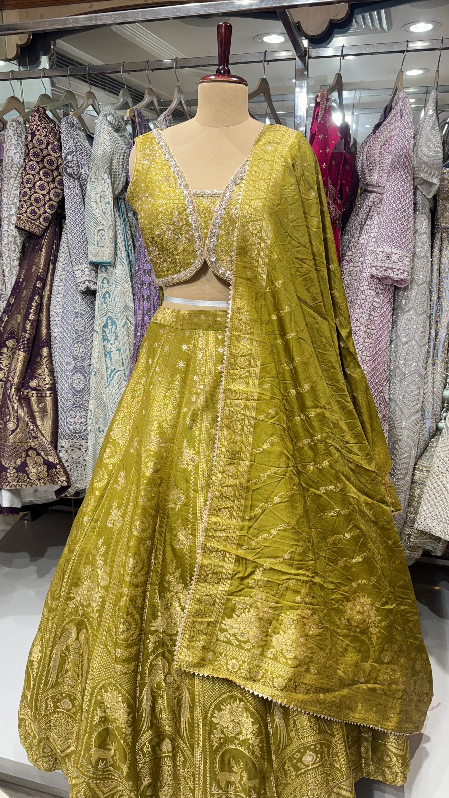 Banarasi Brocade Lehenga Set with Intricate Zari Detailing