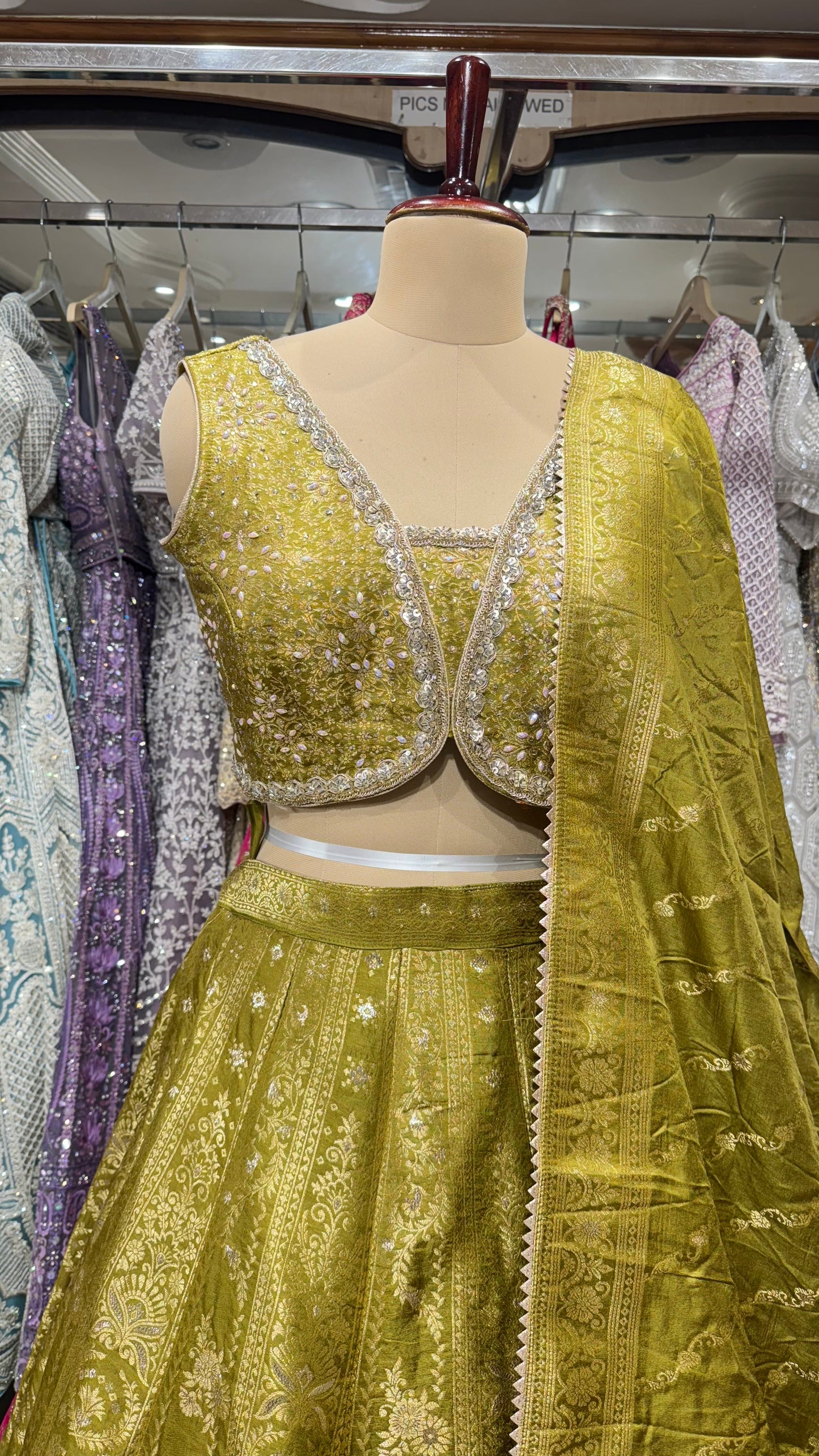 Banarasi Brocade Lehenga Set with Intricate Zari Detailing