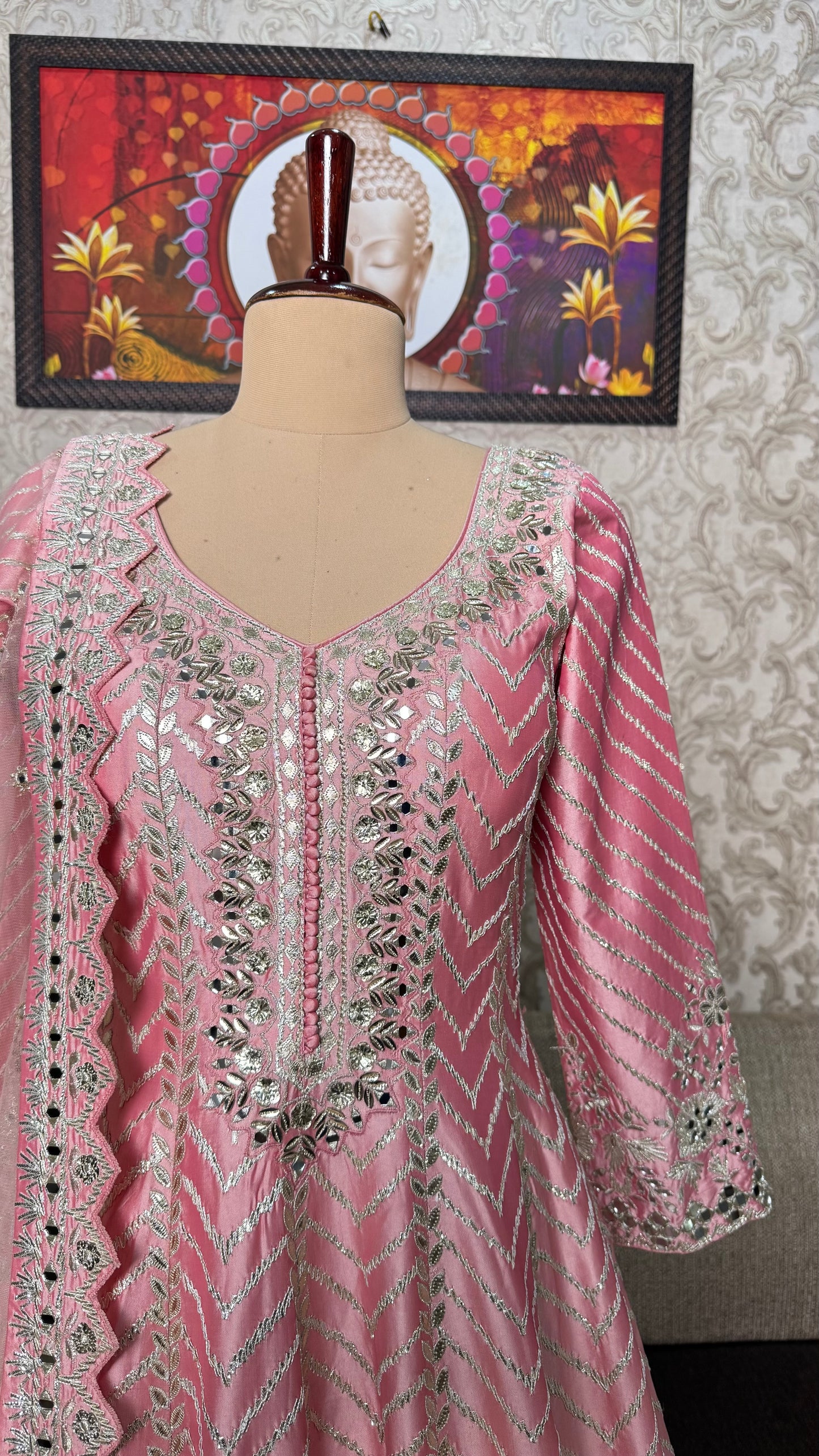 Designer Readymade Pure Silk Floor-Length Anarkali with Heavy Dupatta (Free Size up to 42 Bust)