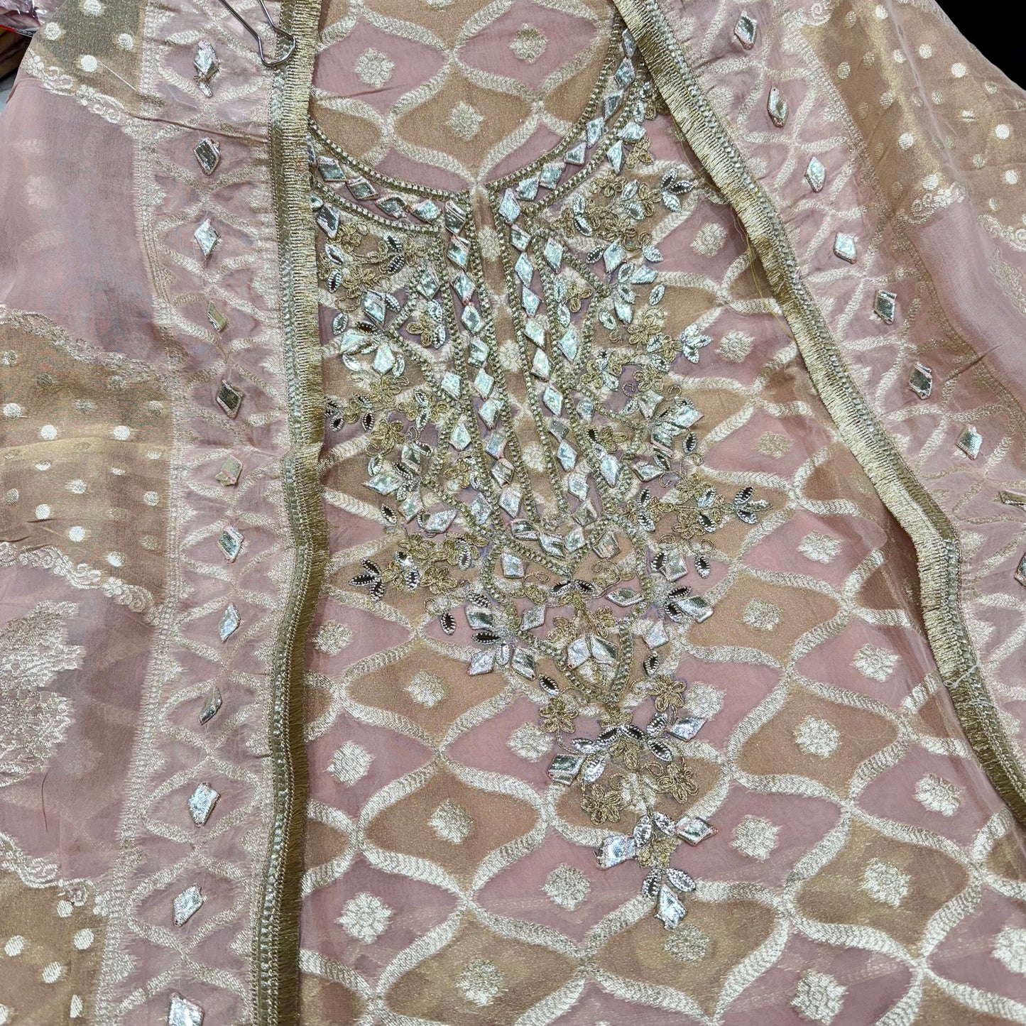 Luxury Banarasi Tissue Unstitched Suit Set – Gota Patti Glam with Statement Dupatta & Silk Bottom (2.5m)