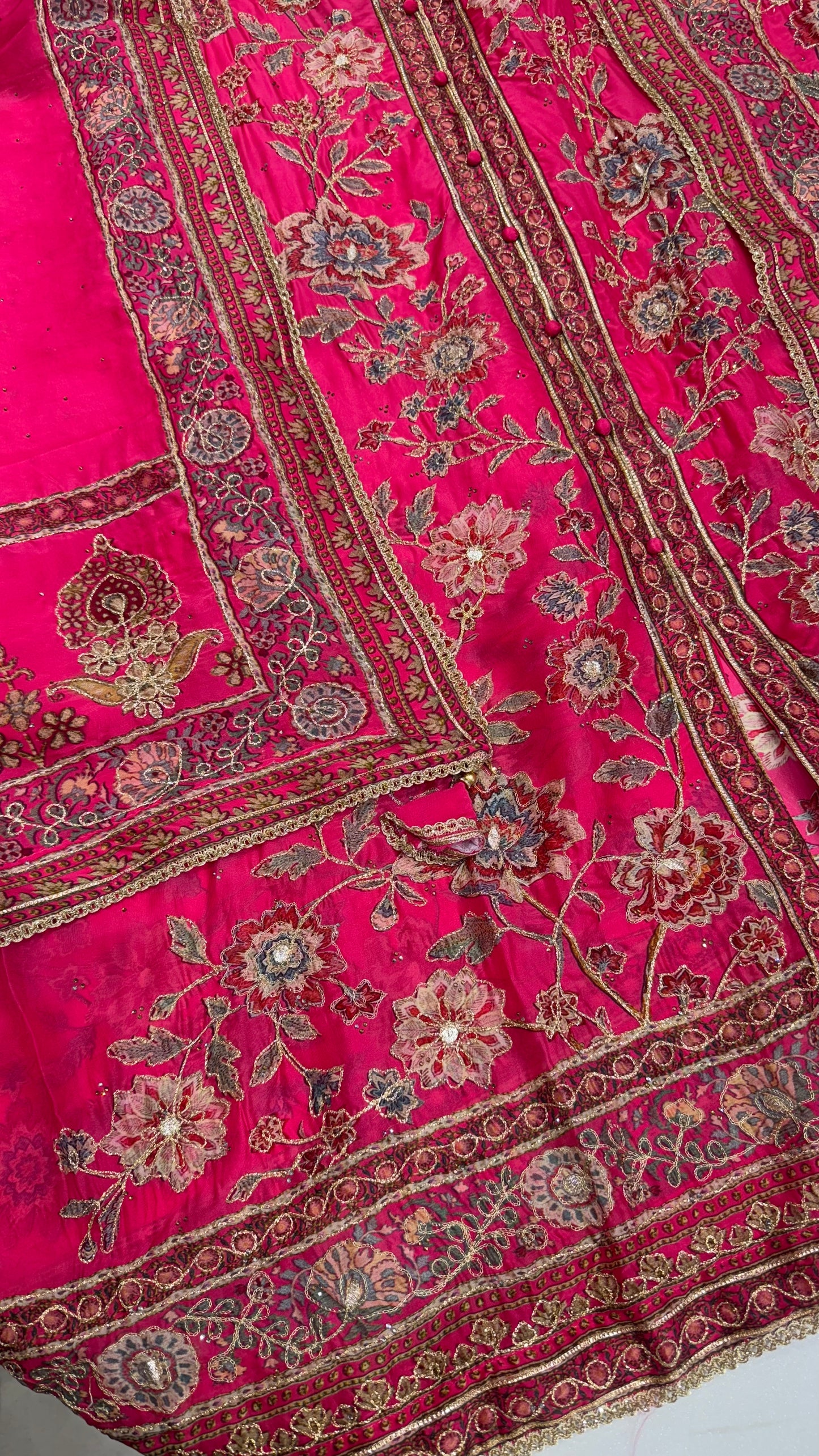 Sabyasachi inspired orgenza silk achkan Hot pink Suit