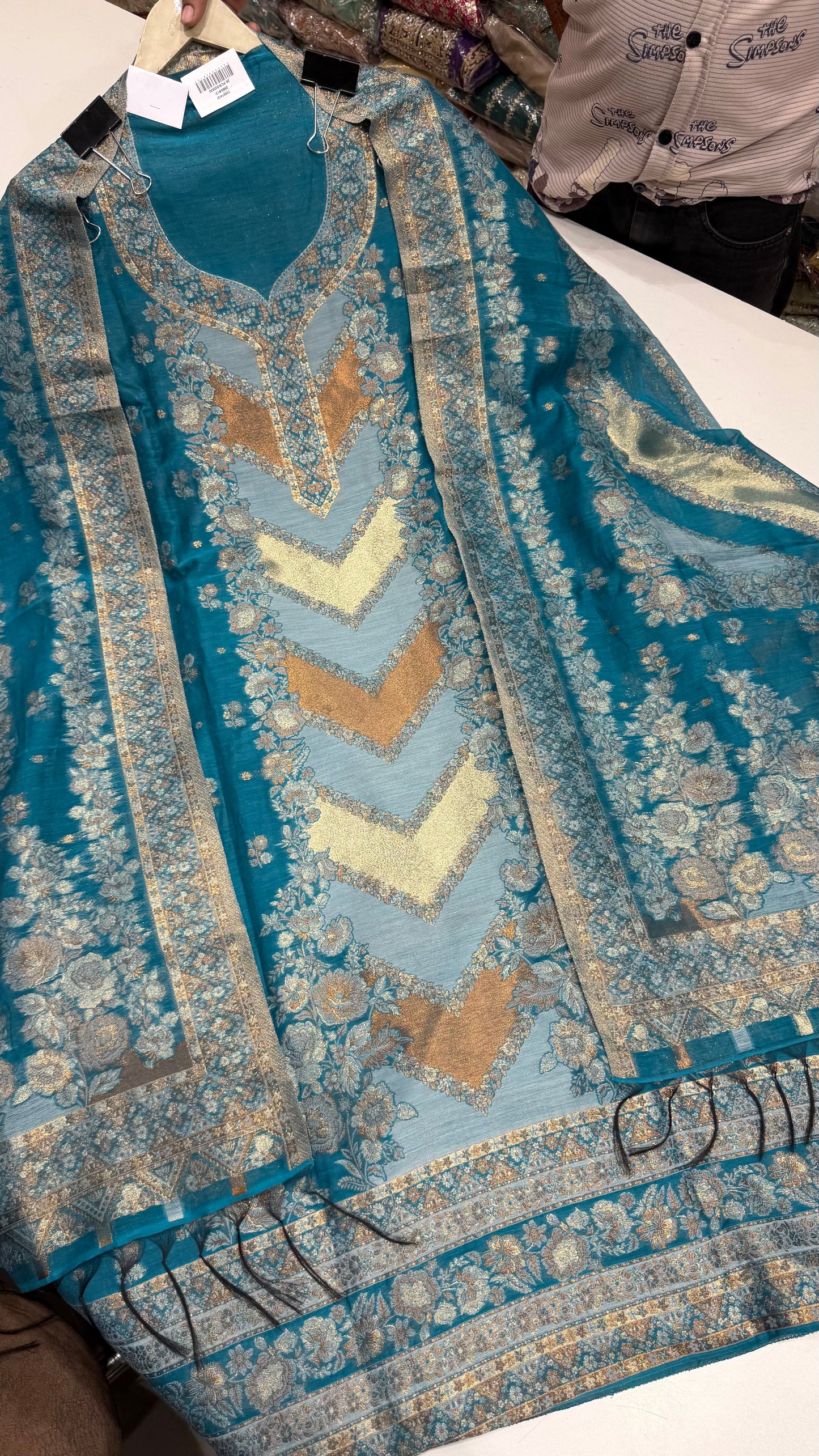 Elegant Pure Jamawar Silk Handloom Weaving Unstitched Suit