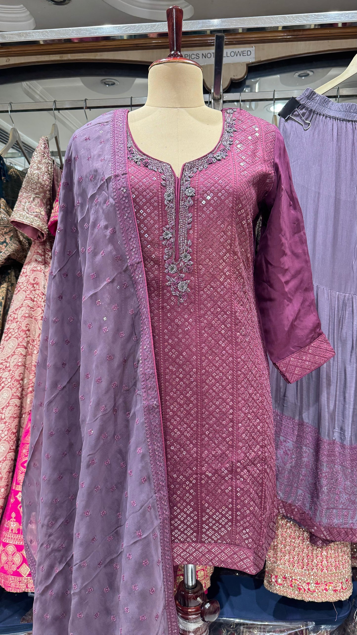 Luxury Pure Opada Silk Sequin Embroidered Readymade Lehenga Suit – Free Size (Up to 44” Bust)