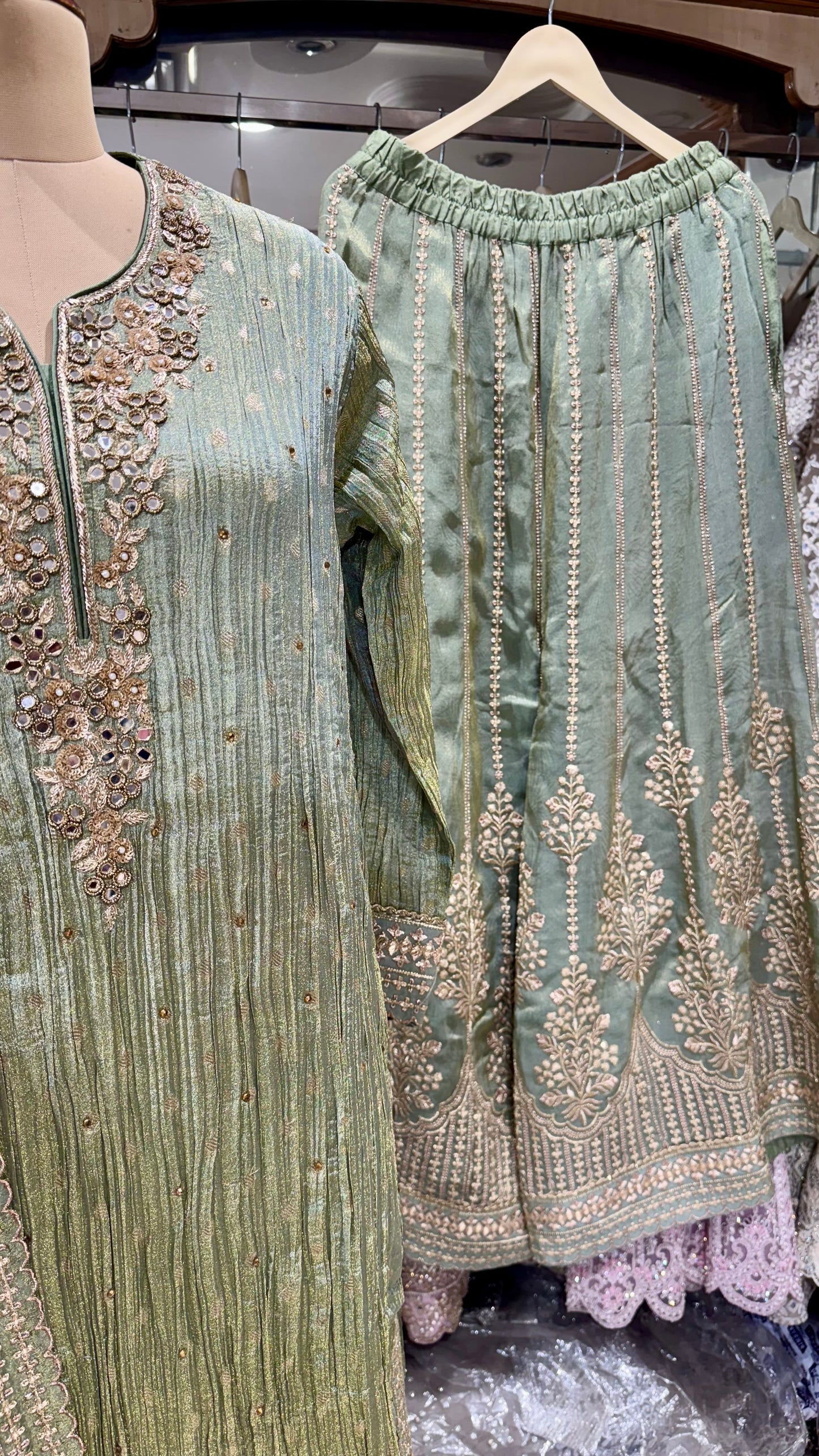 Readymade Pure Tissue Sharara Suit – Free Size (Up to 44” Bust)