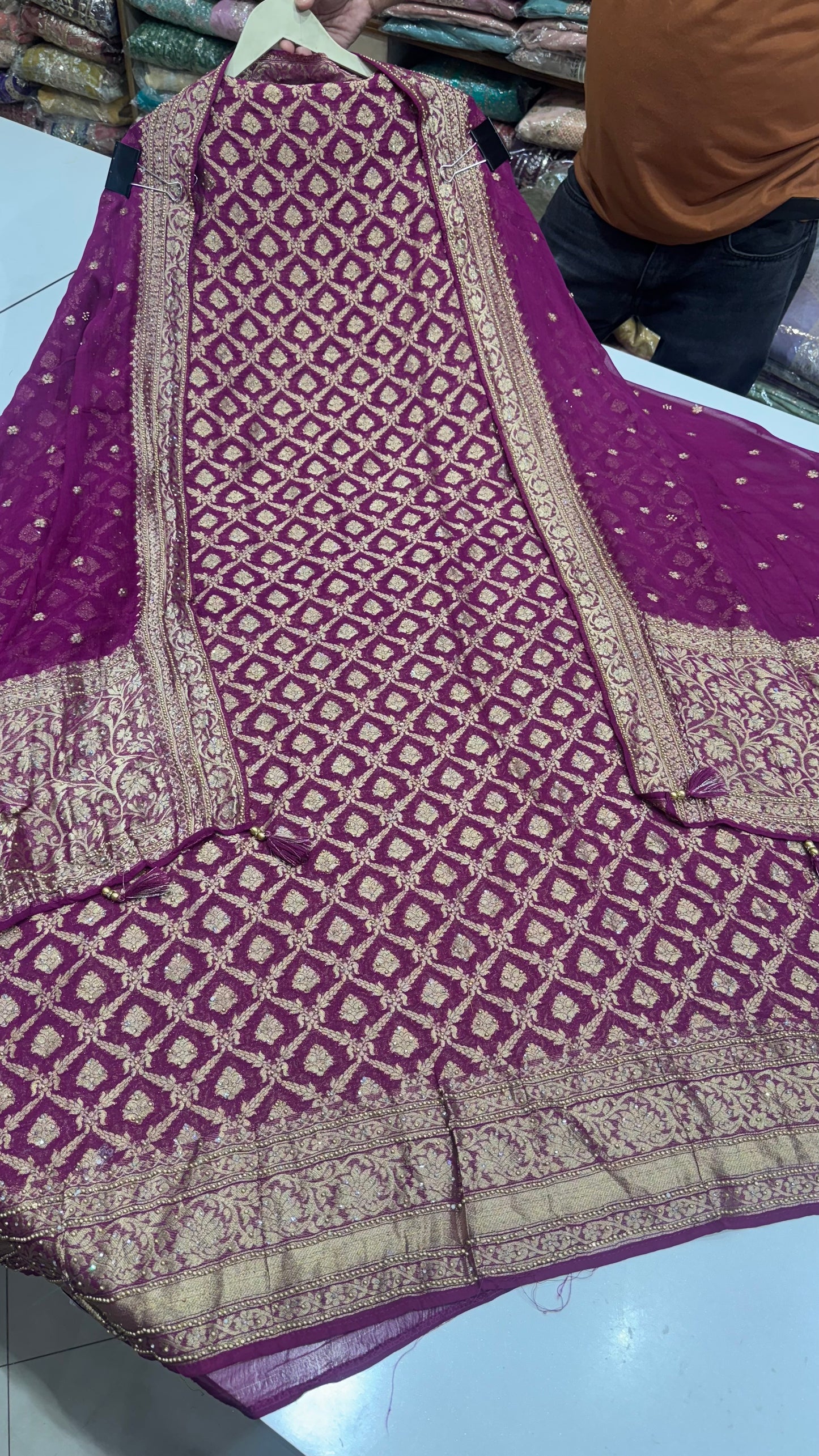 Handloom Woven Unstitched Suit in Pure Mysore Georgette