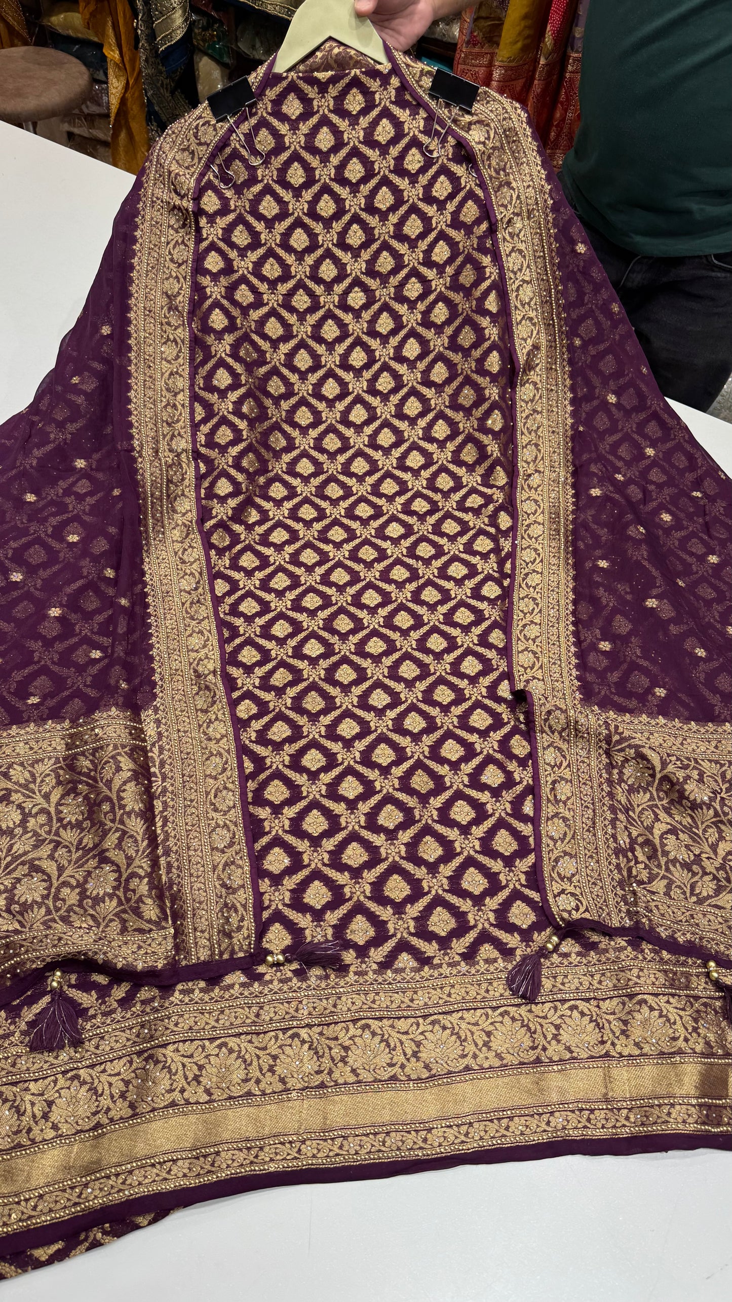 Handloom Woven Unstitched Suit in Pure Mysore Georgette